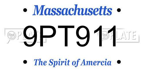 9PT911 Massachusetts License Plate