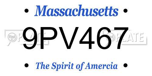 9PV467 Massachusetts License Plate