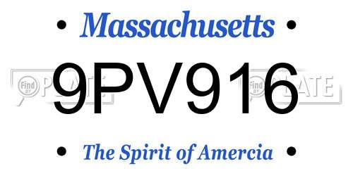 9PV916 Massachusetts License Plate