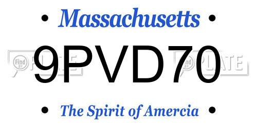 9PVD70 Massachusetts License Plate