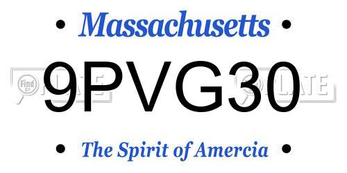 9PVG30 Massachusetts License Plate