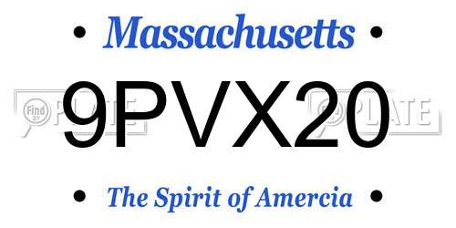 9PVX20 Massachusetts License Plate