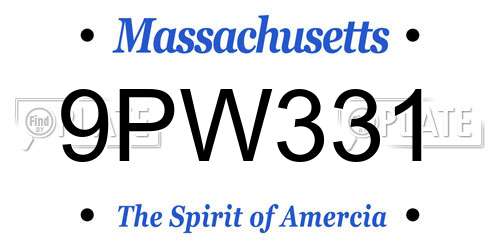 9PW331 Massachusetts License Plate