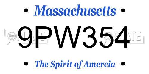9PW354 Massachusetts License Plate