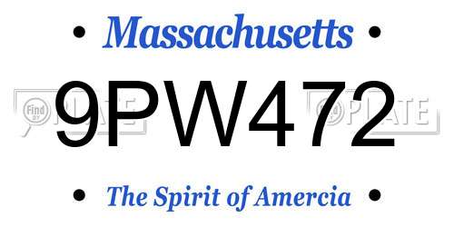 9PW472 Massachusetts License Plate