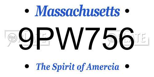 9PW756 Massachusetts License Plate