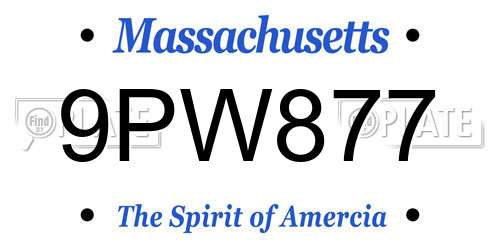 9PW877 Massachusetts License Plate