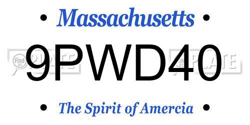 9PWD40 Massachusetts License Plate
