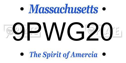 9PWG20 Massachusetts License Plate