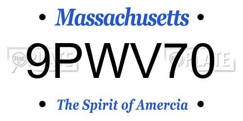 9PWV70 Massachusetts License Plate
