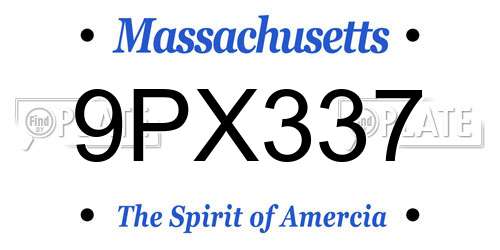 9PX337 Massachusetts License Plate