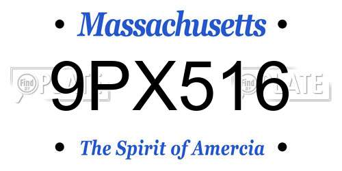 9PX516 Massachusetts License Plate