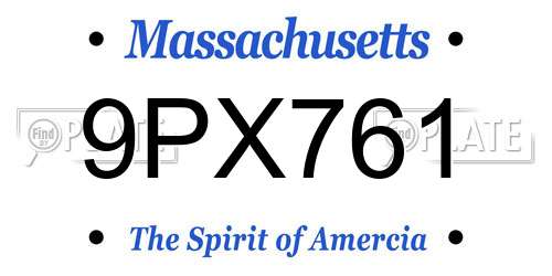 9PX761 Massachusetts License Plate