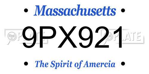 9PX921 Massachusetts License Plate