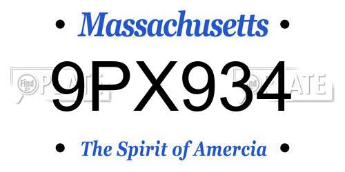 9PX934 Massachusetts License Plate