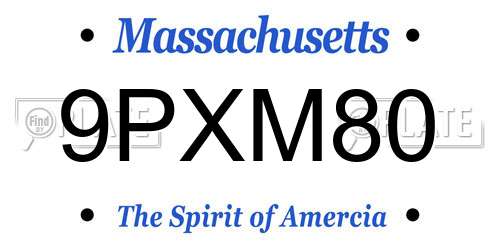 9PXM80 Massachusetts License Plate