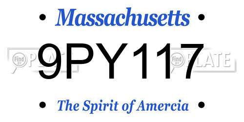 9PY117 Massachusetts License Plate