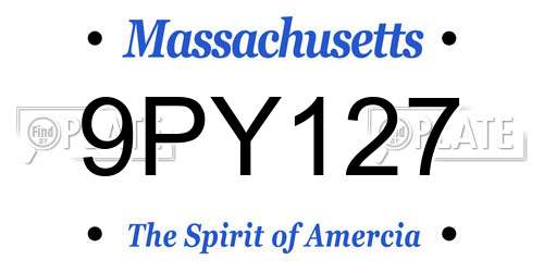 9PY127 Massachusetts License Plate