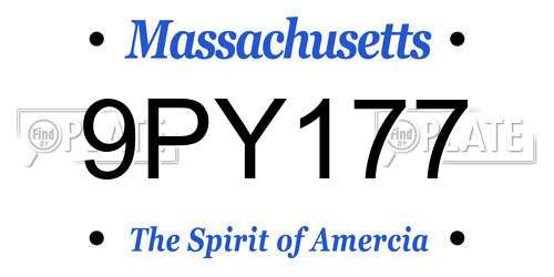 9PY177 Massachusetts License Plate