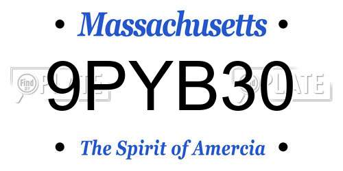 9PYB30 Massachusetts License Plate