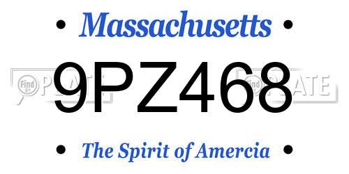 9PZ468 Massachusetts License Plate