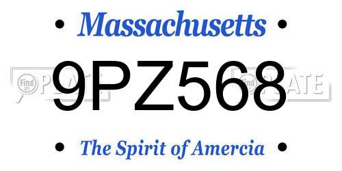 9PZ568 Massachusetts License Plate