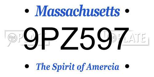 9PZ597 Massachusetts License Plate