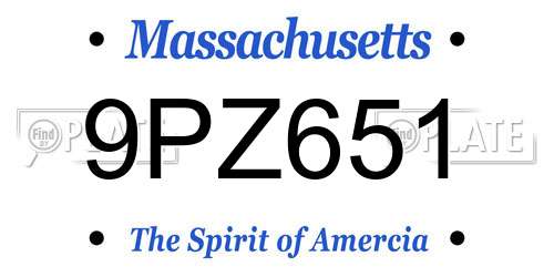 9PZ651 Massachusetts License Plate