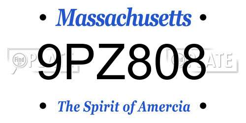 9PZ808 Massachusetts License Plate