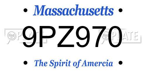 9PZ970 Massachusetts License Plate