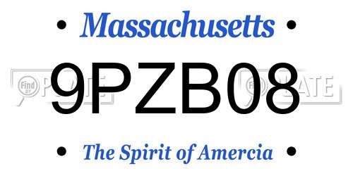 9PZB08 Massachusetts License Plate