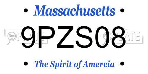 9PZS08 Massachusetts License Plate