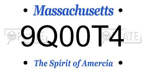 9Q00T4 Massachusetts License Plate