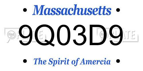9Q03D9 Massachusetts License Plate