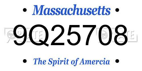 9Q25708 Massachusetts License Plate