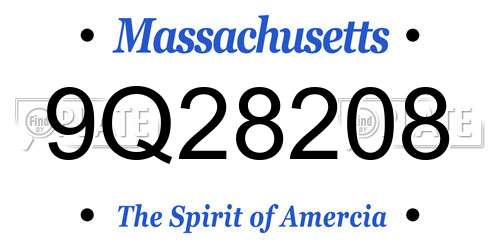 9Q28208 Massachusetts License Plate