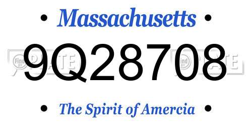 9Q28708 Massachusetts License Plate