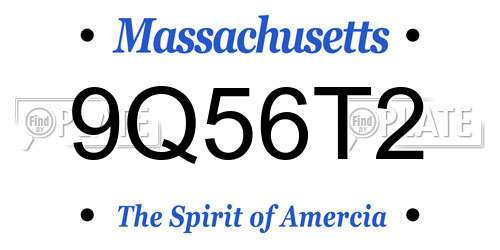 9Q56T2 Massachusetts License Plate