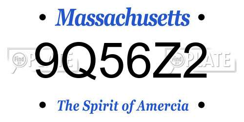 9Q56Z2 Massachusetts License Plate