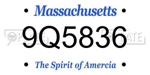 9Q5836 Massachusetts License Plate