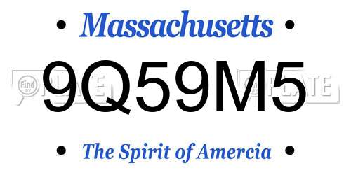 9Q59M5 Massachusetts License Plate