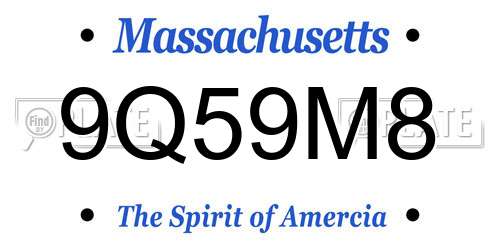 9Q59M8 Massachusetts License Plate
