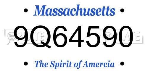 9Q64590 Massachusetts License Plate