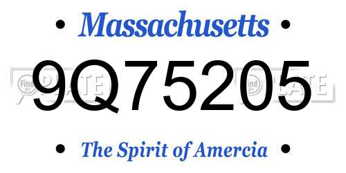 9Q75205 Massachusetts License Plate