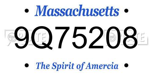 9Q75208 Massachusetts License Plate