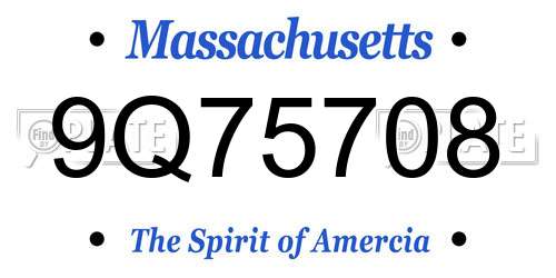 9Q75708 Massachusetts License Plate