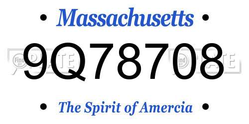 9Q78708 Massachusetts License Plate
