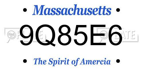 9Q85E6 Massachusetts License Plate