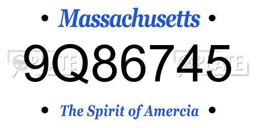 9Q86745 Massachusetts License Plate