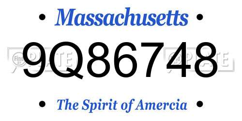 9Q86748 Massachusetts License Plate